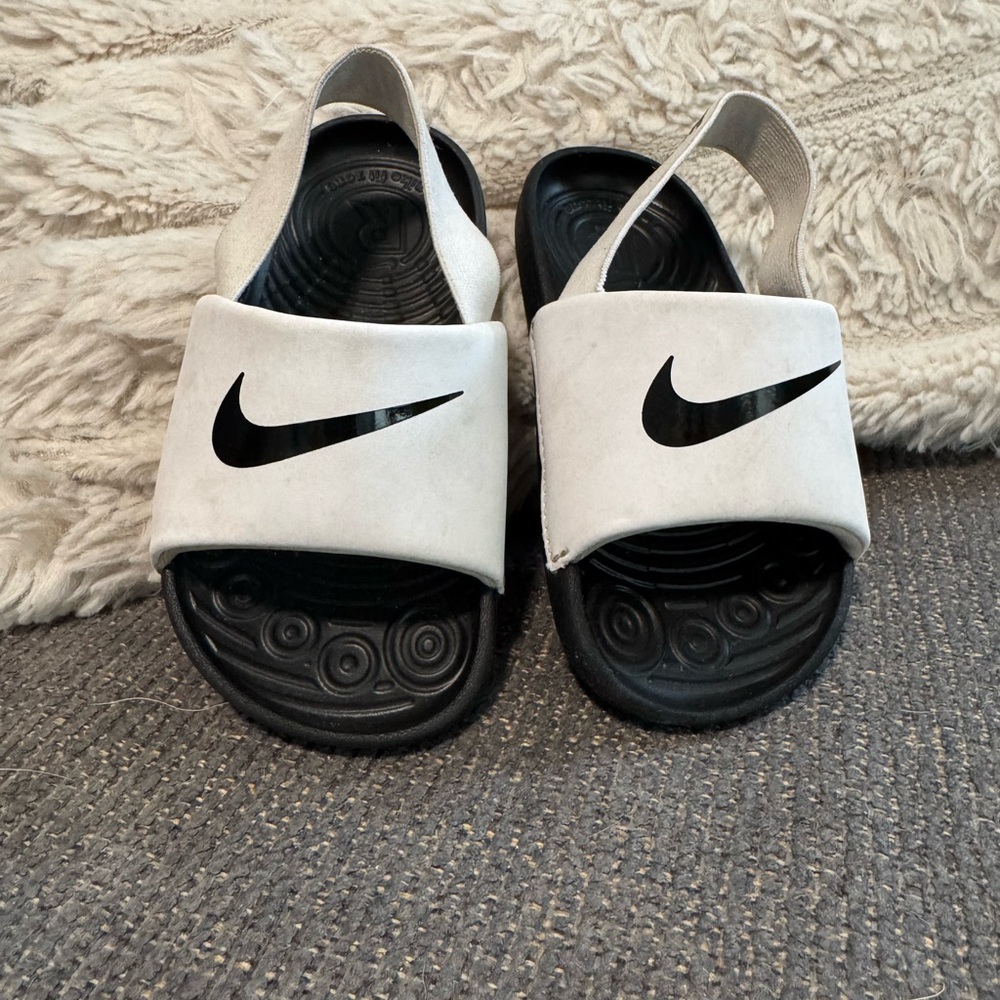 Nike Kids Black and White Slide Sandals